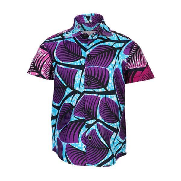 PURPLE AND BLUE ANKARA S/S SHIRT Image