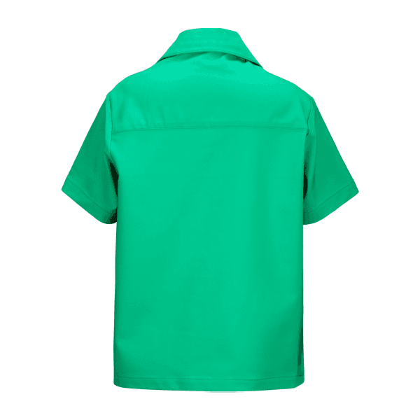 GREEN & WHITE CUBAN COLLAR S/S SHIRT