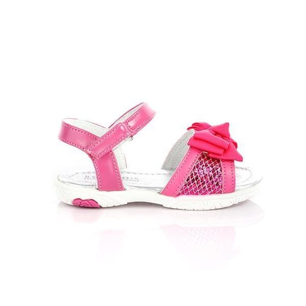 FUCHSIA VELCRO SANDALS W/ BOW