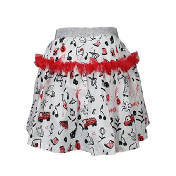 RED & WHITE DOODLE SKIRT SET