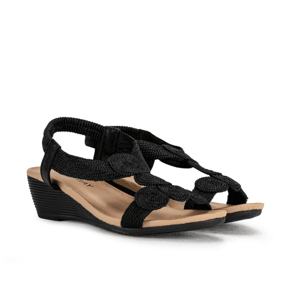 BLACK WEDGE SANDALS Image
