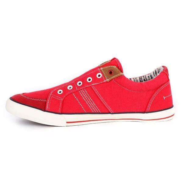 RED LACELESS CASUAL SNEAKERS