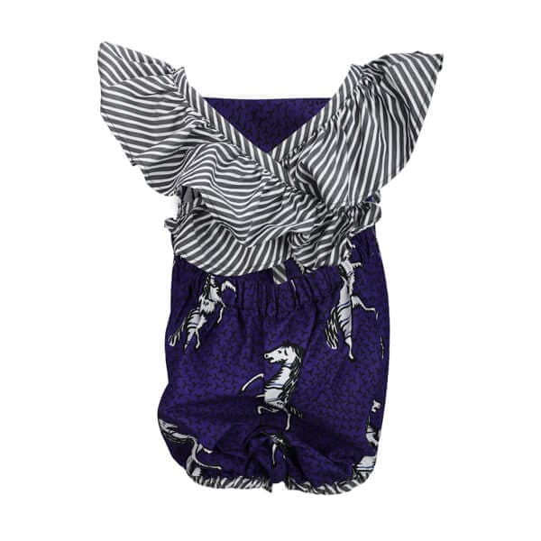 PURPLE/WHITE FLOUNCE ANKARA DRESS Image