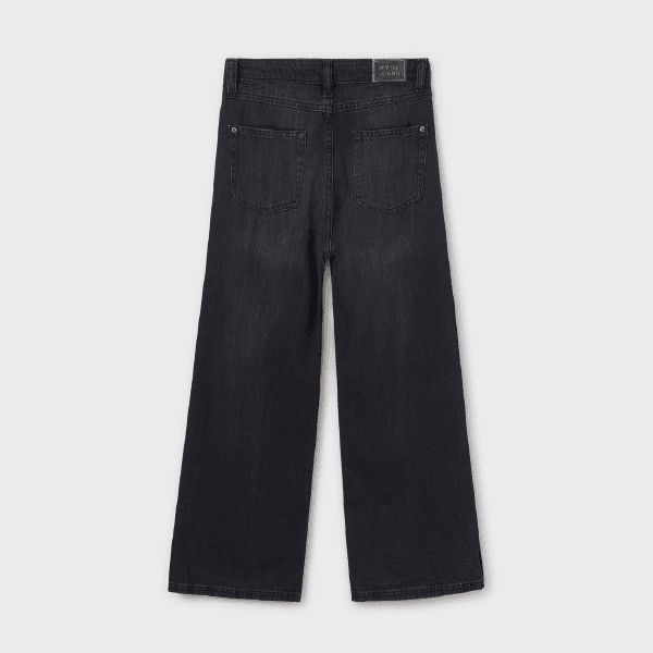 BLACK DENIM WIDE LEG TROUSER