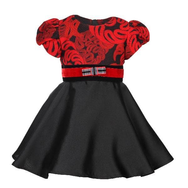 RED/BLACK DAMASK SKATER DRESS Image