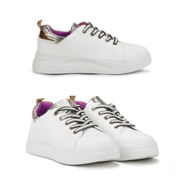 WHITE/GOLD SNAEKERS