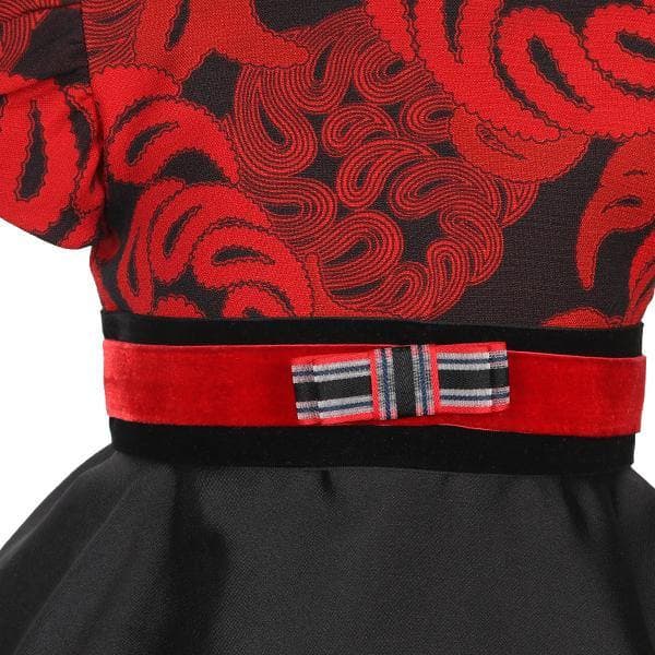 RED/BLACK DAMASK SKATER DRESS