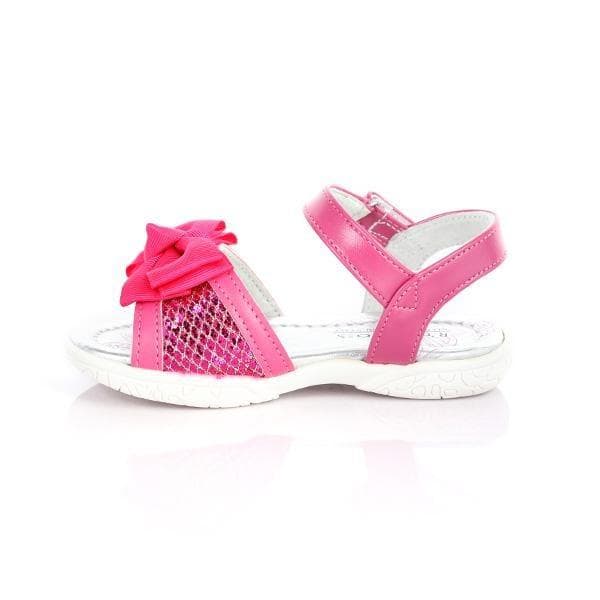 FUCHSIA VELCRO SANDALS W/ BOW