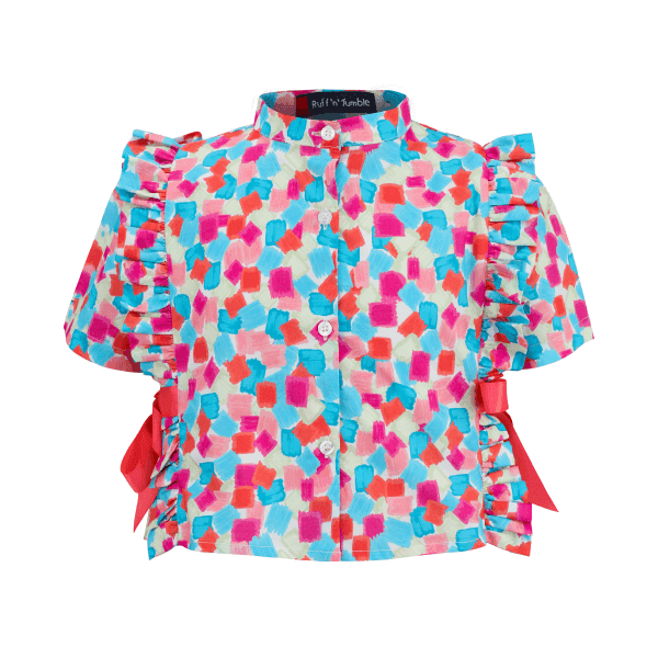 MULTICOLOUR PASTEL PRINT S/S BLOUSE Image