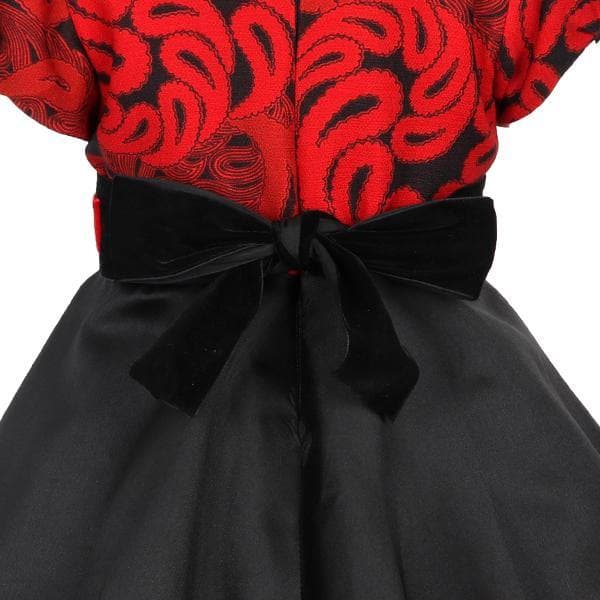 RED/BLACK DAMASK SKATER DRESS