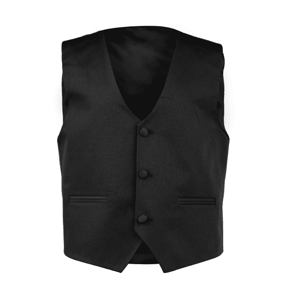 BLACK SATIN LAPEL 4 PIECE SUIT WITH VEST & BOW TIE