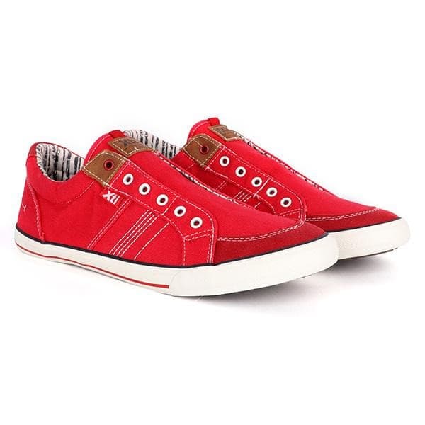 RED LACELESS CASUAL SNEAKERS