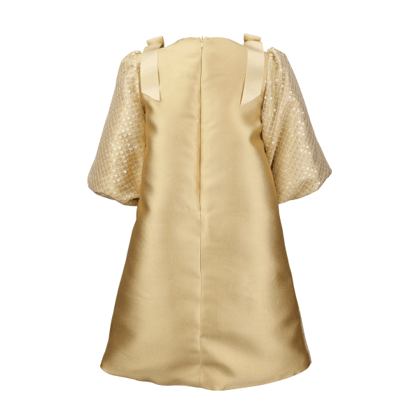 GOLD BULB SLEEVE MIKADO DRESS