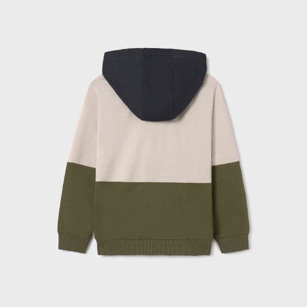 CREAM & ARMY GREEN L/S  BOYS PULLOVER HOODIE