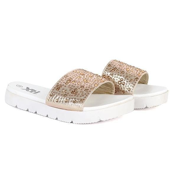 FANCY SLIP ON GOLD SLIPPERS Image