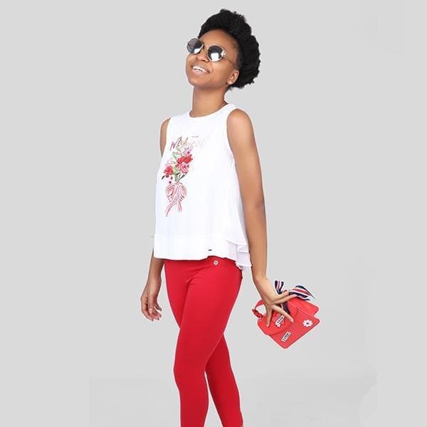 RED LONG BASIC LEGGINGS Image