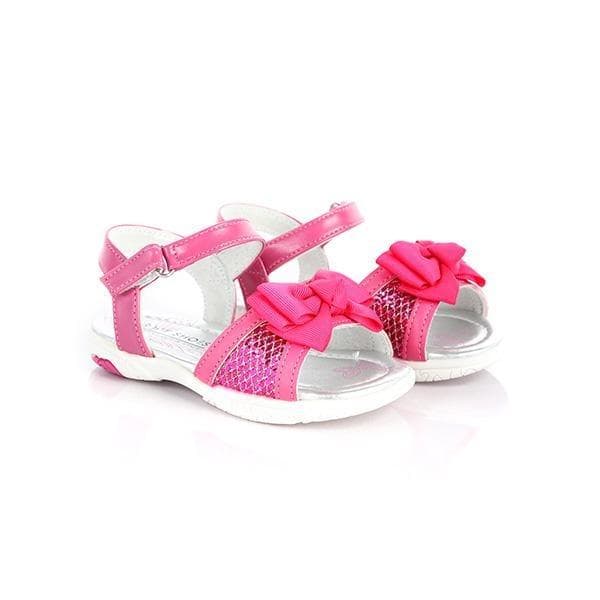 FUCHSIA VELCRO SANDALS W/ BOW Image
