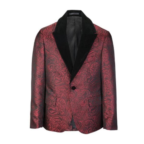 RED DAMASK 3PC SUIT WITH BOW-TIE