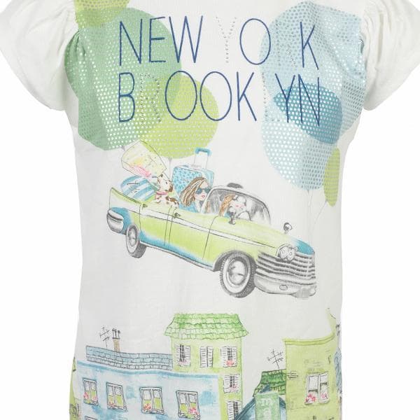 WHITE/KIWI SHORT SLEEVE TOP
