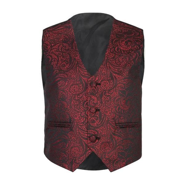 RED DAMASK 3PC SUIT WITH BOW-TIE