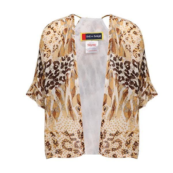 BEIGE PRINT CHIFFON JACKET SET Image