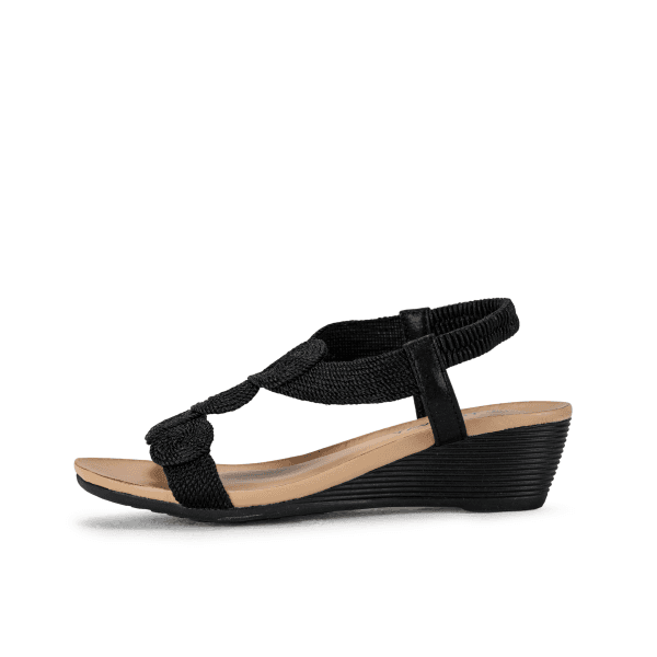 BLACK WEDGE SANDALS