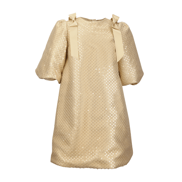 GOLD BULB SLEEVE MIKADO DRESS Image