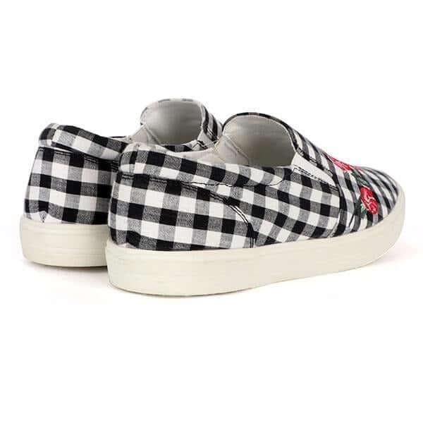BLACK CHECK SLIPON SNEAKERS