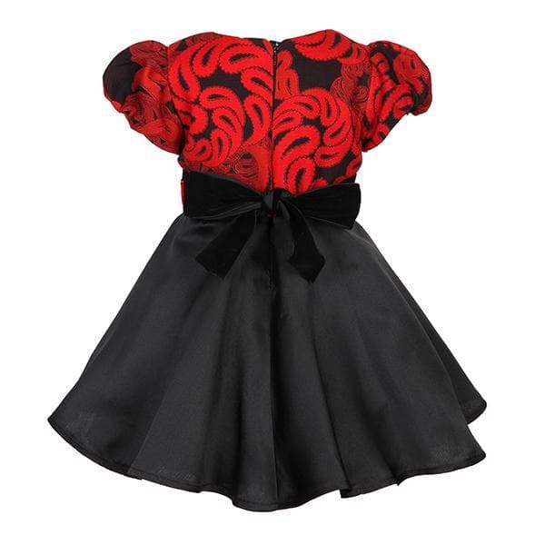 RED/BLACK DAMASK SKATER DRESS