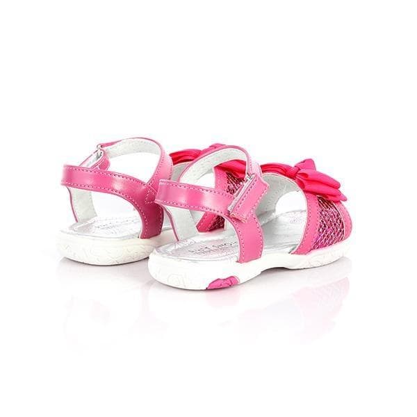 FUCHSIA VELCRO SANDALS W/ BOW