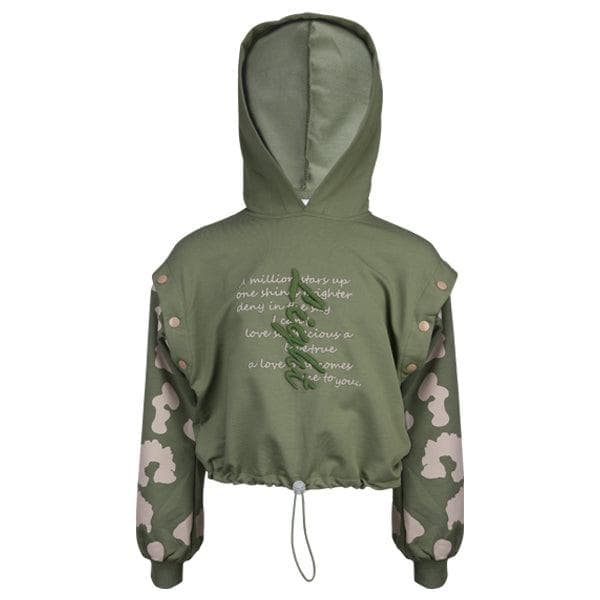 ARMY GREEN HOODIE WITH DETACHABLE SLEEVES