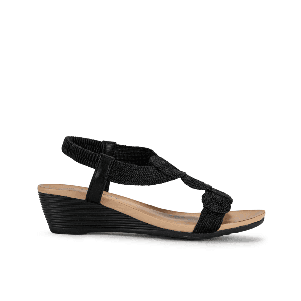 BLACK WEDGE SANDALS