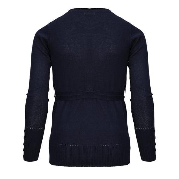NAVY KNIT CARDIGAN.