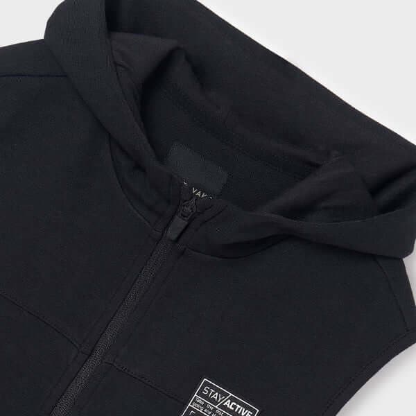 BLACK SLEEVELESS HOODIE