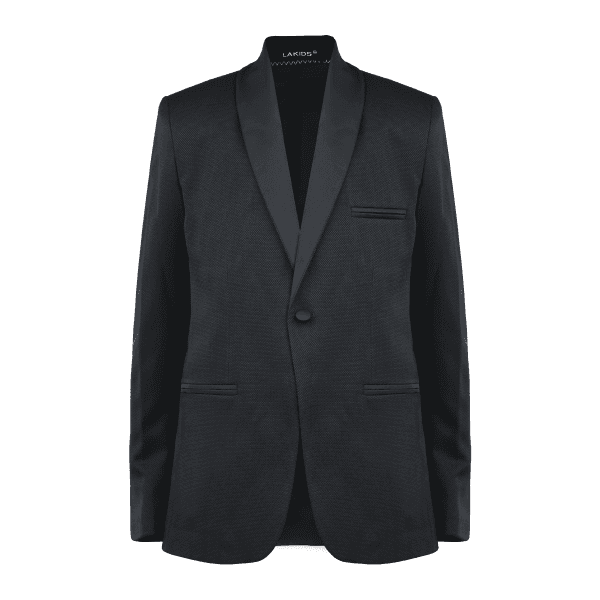 BLACK SATIN LAPEL 4 PIECE SUIT WITH VEST & BOW TIE