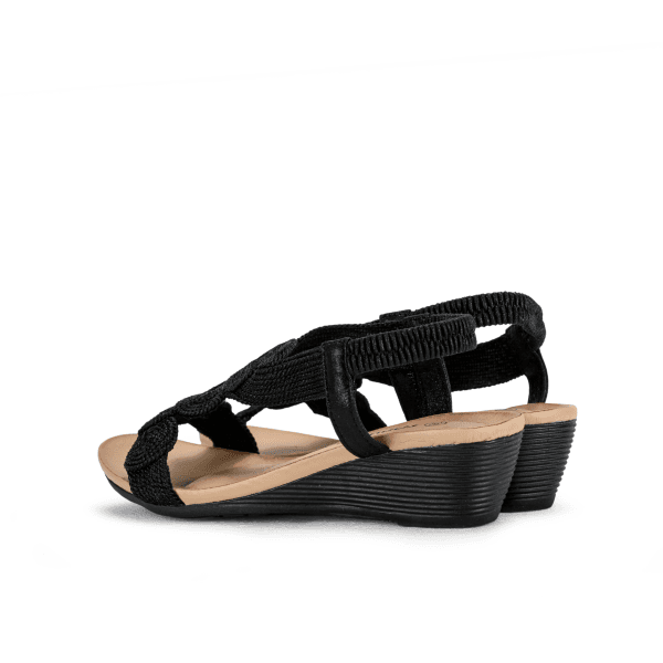 BLACK WEDGE SANDALS