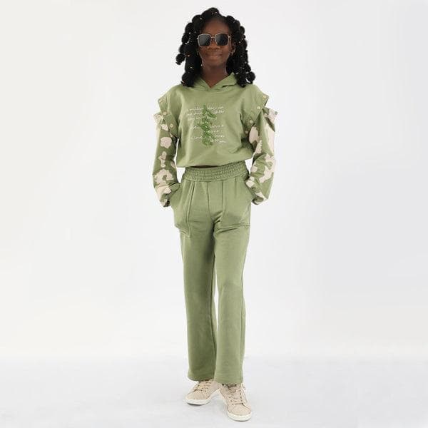 ARMY GREEN HOODIE WITH DETACHABLE SLEEVES Image