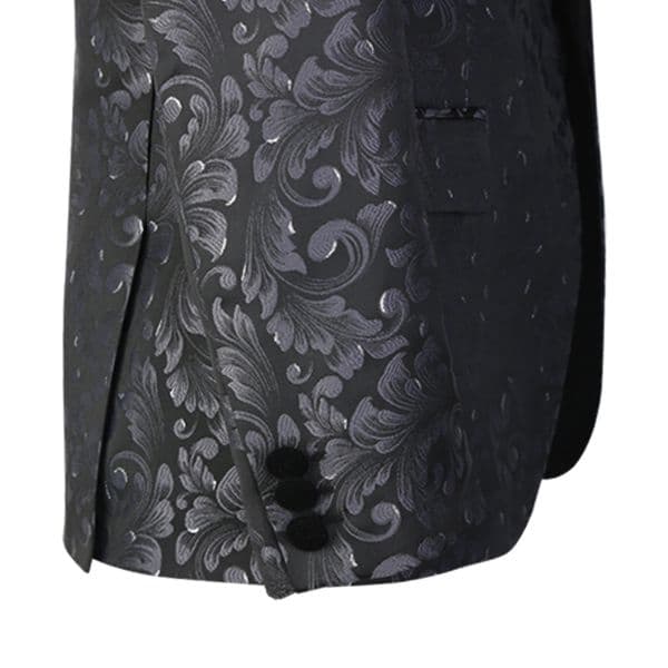 BLACK AND WHITE DAMASK 4 PIECE SUIT WITH VEST & BOW TIE
