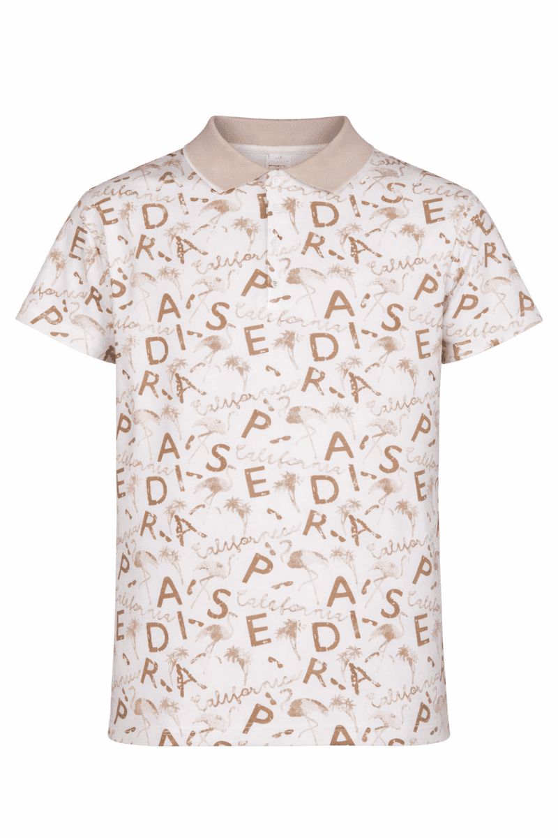 WHITE AND BROWN S/S POLO TSHIRT Image
