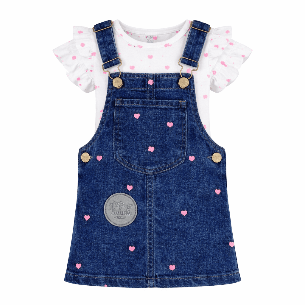 PINK AND WHITE DENIM DUNGAREE SET Image